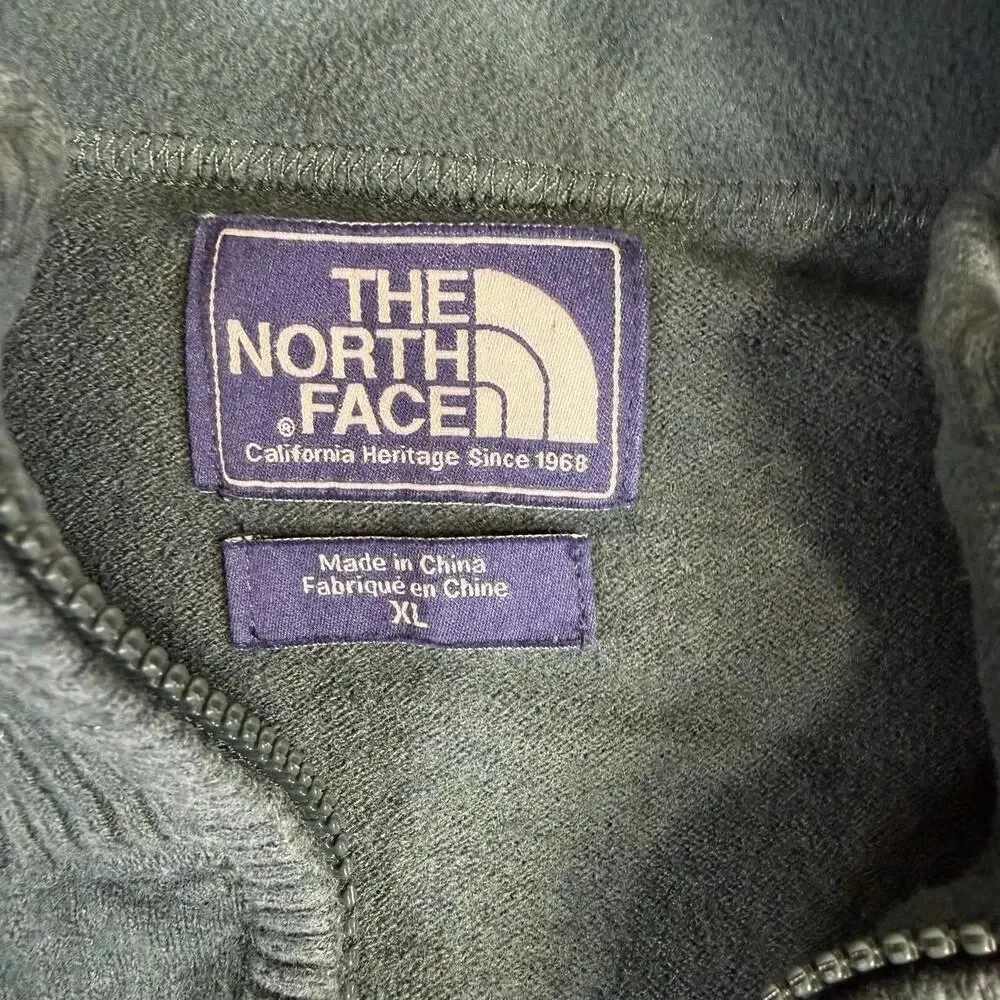 Vintage North Face 1/4 Sweater Mens L-XL Boxy Green Wool Blend Zip Pullover 90s